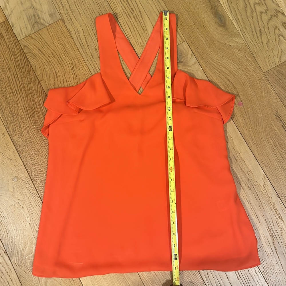 Crosby by Mollie Burch Orange Ruffle Tank Top Open Back Medium - Picture 6 of 10